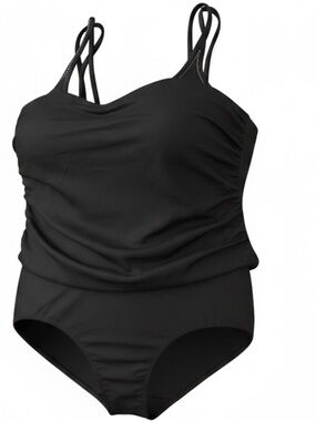 MIRACLESUIT One PC Black Swimsuit in Mock Tankini Style Size 22W